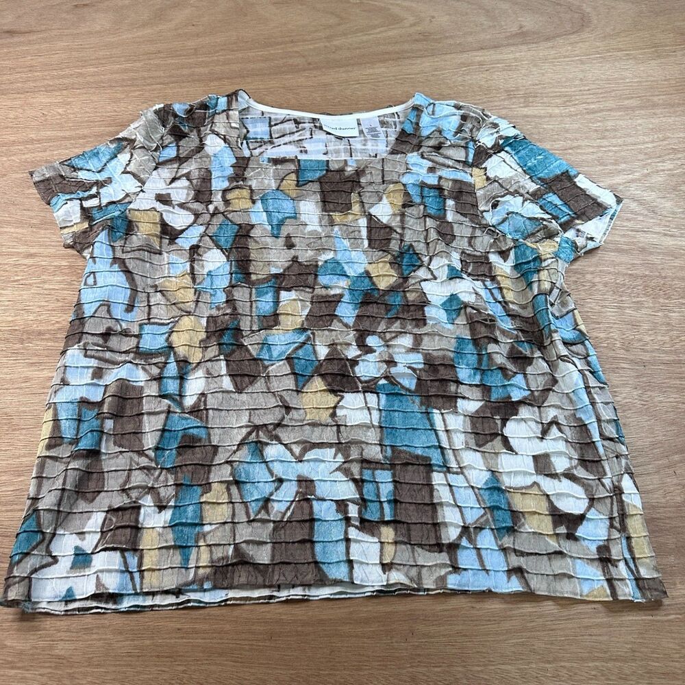 Alfred Dunner Ruffle Textured Floral Blouse Womens Large Stretch Top